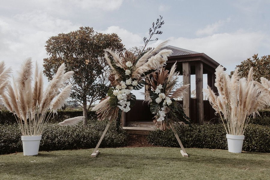 Dried wedding flower arch Auckland